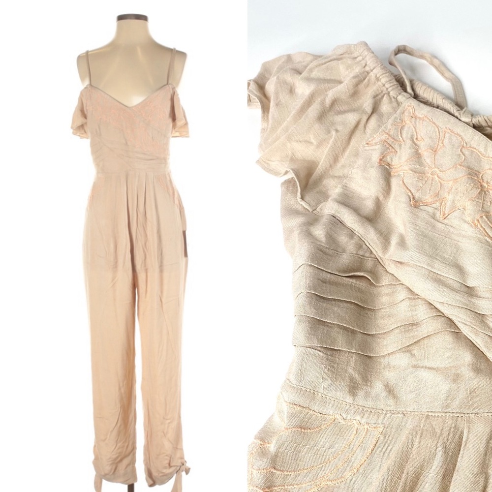 Free People Ivory In the Moment Jumpsuit size 4